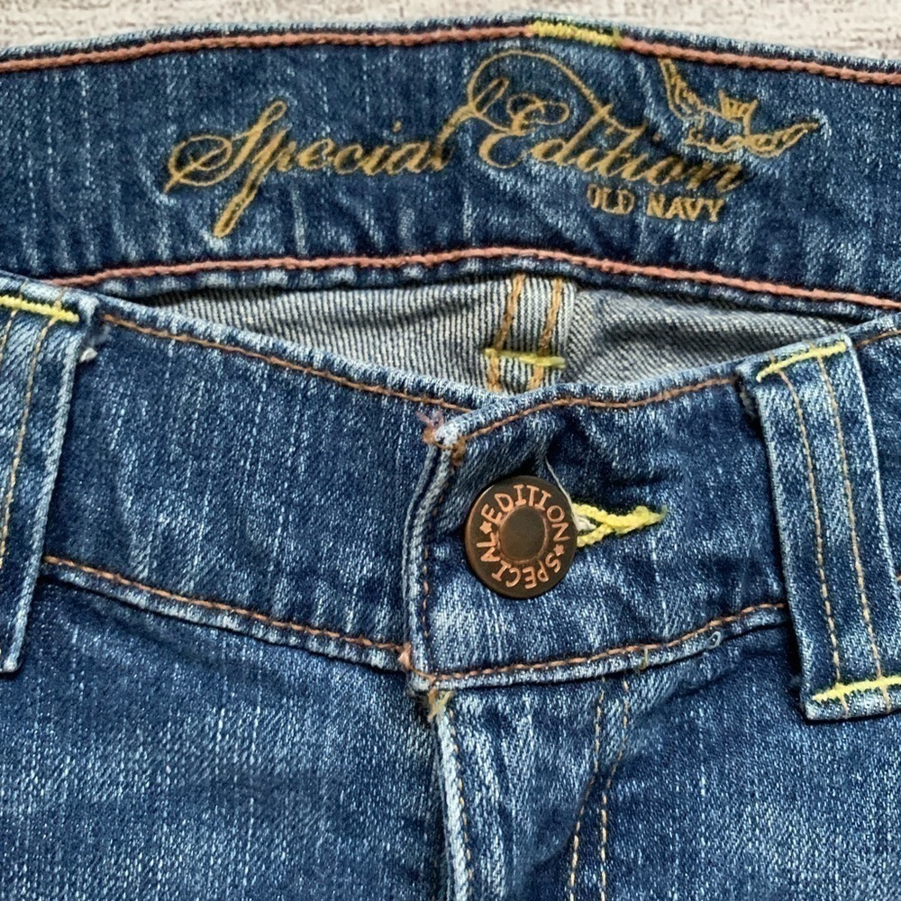Y2K Old Navy Special Edition Vintage Denim Blue Skinny Jeans Zipper Ankle - Picture 8 of 11